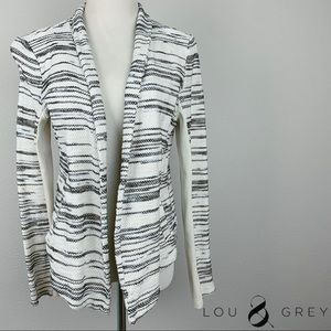 LOFT - Lou & Grey sz S cream striped open sweater jacket
